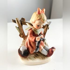 Vintage Hummel Like “Girl Sitting behind the fence Knitting a sock”, Pre-owned